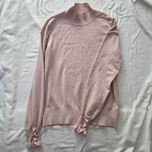RW&CO Ballet Pink Mock Neck Ruffle Cuff Sweater Small